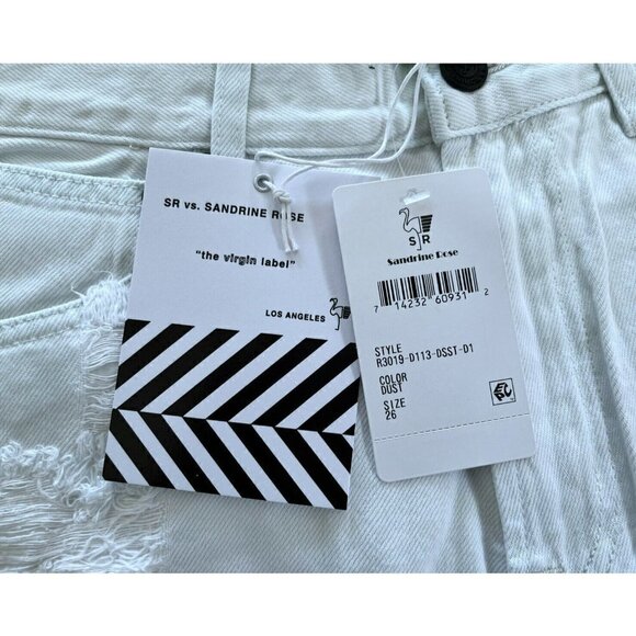 Sandrine Rose x Free People Womens Sz 26 Dust White Raw Hem Cut Off Shor… - Picture 5 of 10